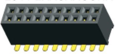 Podwójna, 2-pinowa końcówka wtykowa 10 pinów 1.27mm 180 ° SMT PA9T Black